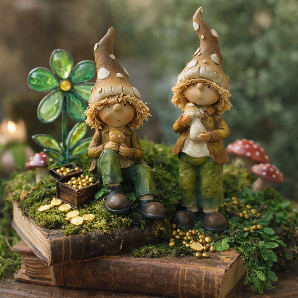 Vtg Woodland Fairy Pair, Decor